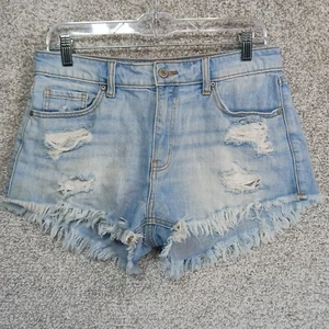 Eunina Shorts Womens S Small Blue Denim Lulu High Rise Cut Off Ripped Distressed - Picture 1 of 12
