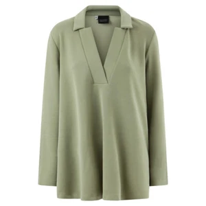 Soldout Shirt Damen Modal Grün V-Ausschnitt Freizeit Polo lang Arm - Bild 1 von 2