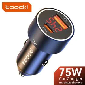 Chargeur Voiture Toocki 75W USB C QC 3.0 Type C PD Charge Rapide avec Affichage Tension - Photo 1 sur 9