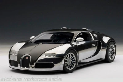 BUGATTI VEYRON 16.4 PUR SANG BLACK & ALUMINUM 1:18 by AUTOart 70966 NEW IN BOX - Image 1 of 4