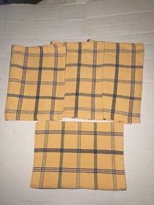 Crate And Barrel Placemat Eliot Plaid Yellow and Blue (4) Cotton 12 X 18 VGUC - Picture 1 of 3