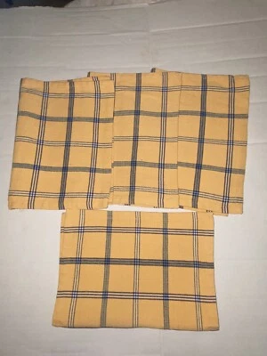 Crate And Barrel Placemat Eliot Plaid Yellow and Blue (4) Cotton 12 X 18 VGUC - Image 1 of 3