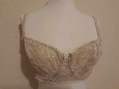 Sujetador Felina Beige 32DD #5894 U/W Balconette Encaje Suave Forrado Copa ¡Bonito! Foto 1 de 4