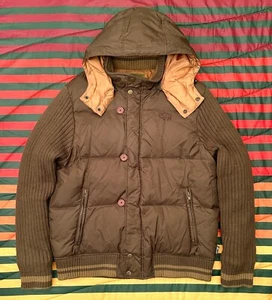 Vintage Buffalo Down Removable Hood Puffer Jacket Mens L Brown Super Comfy! - Picture 1 of 13