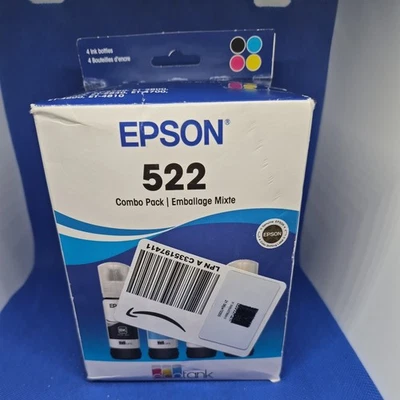 Paquete de 4 botellas de tinta originales Epson 522 para ET-2720 ET-2800 ET-2803 ET-4700 ET-4800 Foto 1 de 4