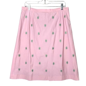 Falda 346 Brooks Brothers Rosa Línea A Verde Tortuga Bordada Largo Midi - Imagen 1 de 7