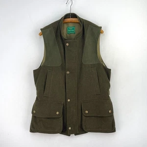 Chrysalis Shooting Vest Mens Large Olive Green Tweed Wool Field Gilet Waistcoat - Picture 1 of 16