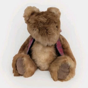 Real FUR JOINTED TEDDY BEAR Artist Signed Handmade Rare Made Of Real Rabbit Fur  - Picture 1 of 15