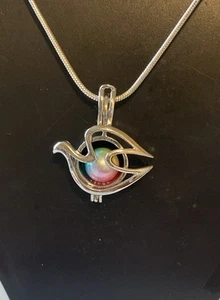 Love Dove - Stainless Steel - Locket Pearl Cage Pendant - Holds Up To 8mm - Picture 1 of 2