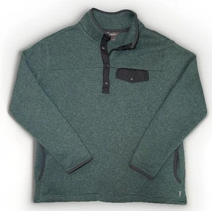 Eddie Bauer Women Fleece Pullover Sweatshirt Sz M Green 1/4 Snap Close 3 Pocket - Picture 1 of 7
