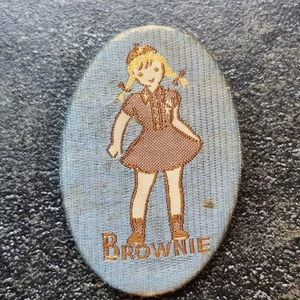 Pfadfinder Brownie Anstecknadel WWII 1940er blau Seide Viskose Abzeichen schön *selten* - Bild 1 von 8