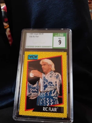 Tarjeta de lucha libre Ric Flair Impel WCW #36 1991 graduada CSG Foto 1 de 4