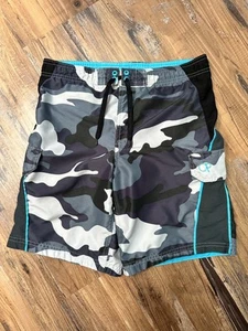 Kids Boys Swim Trunks Size Medium / 8 - black and grey camouflage - Picture 1 of 5