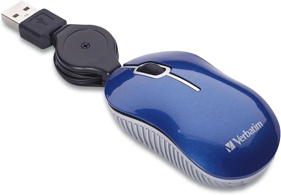Verbatim Wired Optical Computer Mini USB-A Mouse - Plug & Play Corded Small Trav