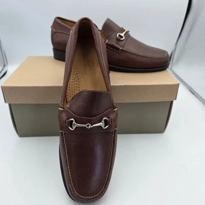 Mocasines Cole Haan Reed Moc de cuero de becerro castaño para hombre talla 9 B detalle de broca Foto 1 de 4