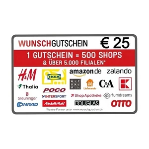 Wunschgutschein 25€ Euro Karte Guthaben Code Digital Versand In 30 Minuten - Bild 1 von 1