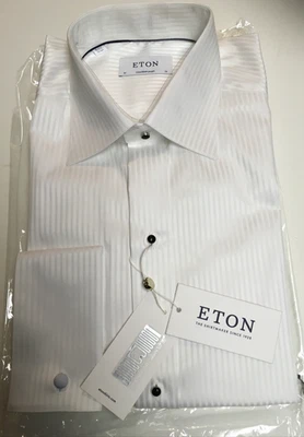 ETON BUTTON DRESS SHIRT CONTEMPORARY SIZE 16 NEW SATIN 100% COTTON / SWEDEN - Image 1 of 2