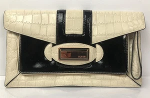 M722 Mimco clutch - Purse Cream Black Leather In Good Condition - Imagen 1 de 8