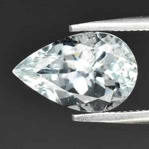 π 1.69ct 10x6.5mm VS Pear Natural Light Blue Aquamarine - Unheated, Africa Gem - Picture 1 of 4