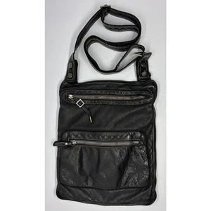 Sissi Rossi Italy Black Leather Crossbody Pouch Purse Adjustable Strap EUC - Picture 1 of 5