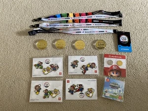 Nintendo Live 2023 Seattle Lot Coins Super Mario Bros Pin Sets Lanyards New - Picture 1 of 4