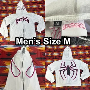 Felpa con cappuccio e zip bianca intera Spider-Man uomo taglia media maschera - Foto 1 di 8