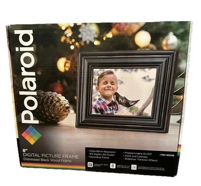 POLAROID Digital Picture Frame 8” Distressed Black Wood Frame PDF-800DB - Image 1 of 4