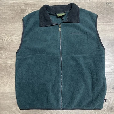 Chaleco de Colección Timberland Para Hombres M Verde Negro Polartec Polar Cremallera Completa Bolsillos Foto 1 de 4