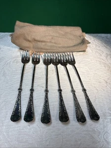 6 tenedores de mariscos de cóctel vintage de 6" R. Silver Co. plateados - Imagen 1 de 7
