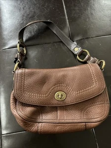 Coach Shoulder Bag Brown Leather Small Turnlock Handbag C0793-10951 - Picture 1 of 7