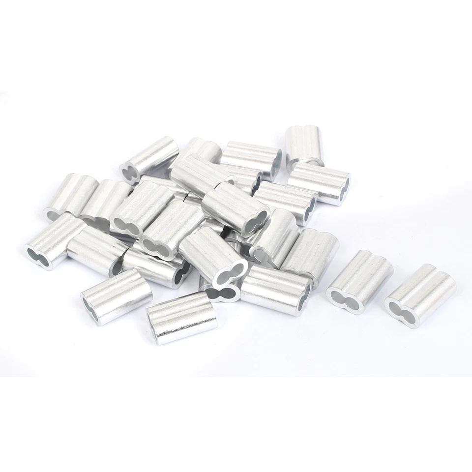 Foro con maniche doppia,alluminio,argento,30 pezzi,1/10,16 cm (4") per corda - Immagine 1 di 1