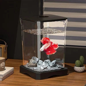 Acuario para Bettas con Luz, Pecera de Escritorio, Tanque Betta, Mini Hogar para Peces - Imagen 1 de 16