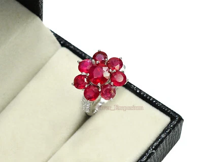 Natural Red Ruby Ring 925 Sterling Silver July Birthstone Women Engagement Ring - Image 1 of 4