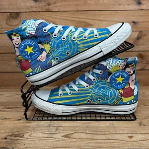 Converse Trainers Womens Size UK 6 All Star Blue Wonder Woman DC Comics Print - Picture 1 of 13