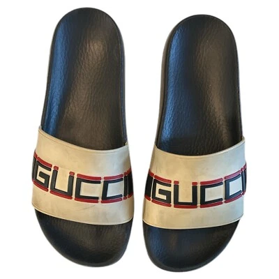 Gucci Women's White Logo Rubber Slides Shoes Size 9.5 US 40 EU - Image 1 of 4