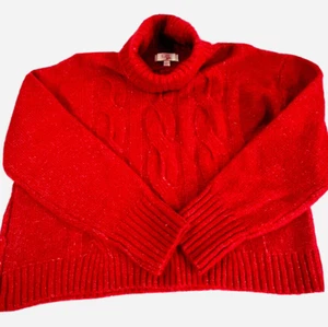 GB Gianna Bini Sweater L Girls red Christmas Holiday Valentines soft turtle NWT - Picture 1 of 8