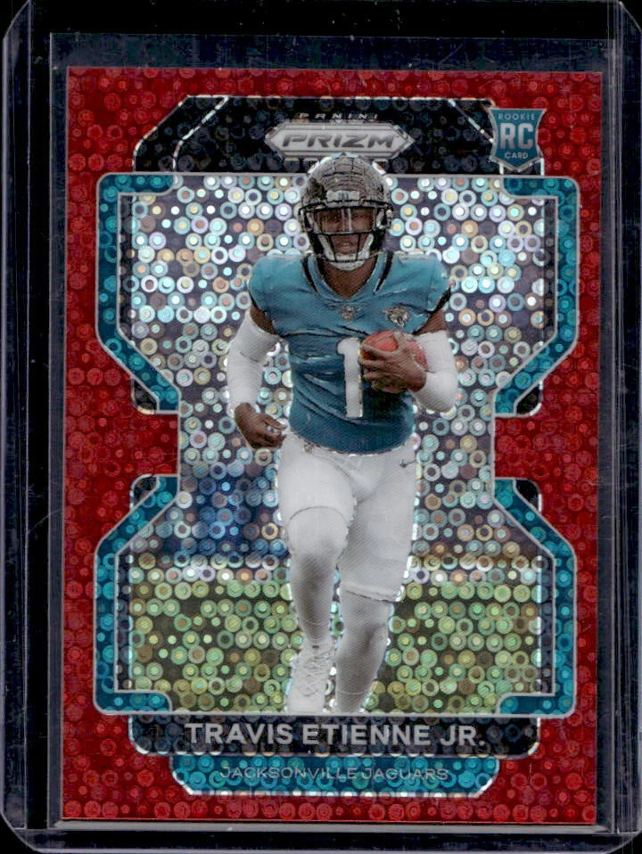 2021 Prizm Travis Etienne Jr. Red No Huddle Prizm Rookie RC #20/50 Jaguars
