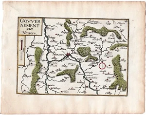 1634 Nicolas Tassin Map Nevers, Imphy, Marzy, Varennes Vauzelles, Nievre, France - Picture 1 of 1