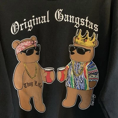 Sudadera Tupac Biggie Original Gángsters Osos de Peluche Negro Riot Society Grande Foto 1 de 4