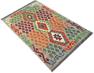 Alfombra Chobi Kilim de Lana Pura Tribal Afgana Teñida de Vegetales Hecha a Mano 146 X 92 cm - Imagen 1 de 5