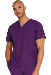 Dickies Scrubs 83706 V Neck Unisex Scrub Top Dickies EDS Eggplant - Picture 1 of 5