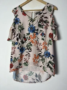 Jacqui E Sz 12 Womens Floral Hi Low Blouse Top - Picture 1 of 11