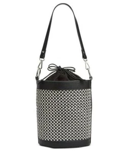 INC International Concepts  Ajae Black/White Basket Weave Bucket Bag - NWT - Picture 1 of 5