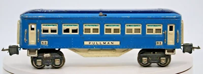 Lionel 613 Vintage O Prewar Blue Tinplate Pullman Passenger Car 1:48 Scale - Image 1 of 4