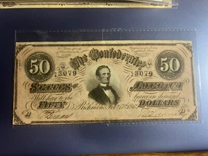 $50 1864 CRISP HIGH GRADE Confederate States of America T-66! - Picture 1 of 6