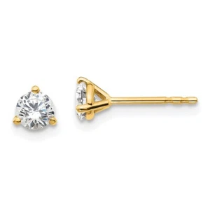 Aretes solitarios de oro amarillo de 14 k con diamantes cultivados en laboratorio de 1/2 quilate de 4 mm 0,57 g - Imagen 1 de 5