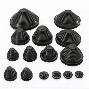 Ø 12-130 mm Black Sleeves Cable Grommets Rubber Tapered Sleeved Seal Plugs Bungs - Picture 1 of 23