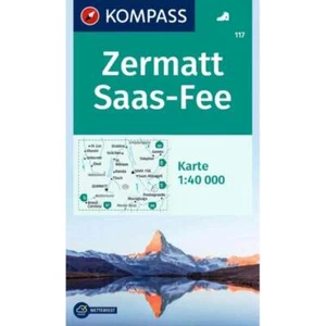 Switzerland + Itay Zermatt, Saas-Fee Matterhorn Kompass hiking map 117 - Imagen 1 de 5