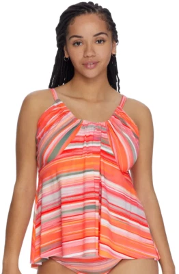 Camiseta Tankini Coco Reef PAPAYA Paloma Stripe Harmony con Aros, EE. UU. 36D, UK 36D Foto 1 de 4