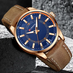 Cool Mens Quartz Waterproof Retro Genuine Leather Strap Casual Sport Wrist Watch - Picture 1 of 18